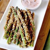 Asparagus Fries with Lemon Herb Sriracha Dip