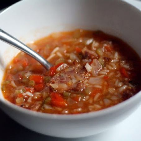 Tomato, Rice and Andouille Soup