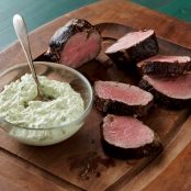 Beef Tenderloin with Cool Horseradish-Dill Sauce