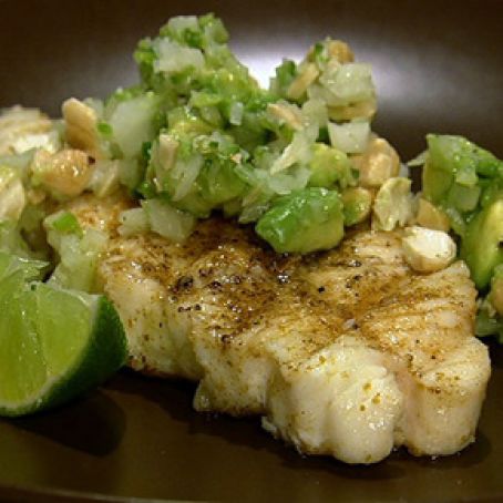Daphne Oz's Grilled Halibut with Avocado Relish