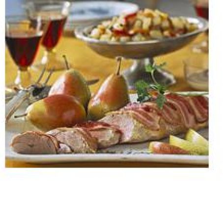 Bacon-Wrapped Pork With Peppers and Potatoes