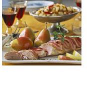 Bacon-Wrapped Pork With Peppers and Potatoes