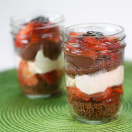 Layers of Love Angel Food Trifle with Strawberries, Cream and Chocolate by Ryan Hutmacher