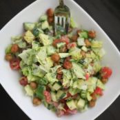 Chopped Salad with Roasted Garbanzo Beans and Tahini Dressing