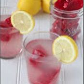 Lemonade with raspberry ice cubes