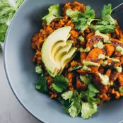 Lentil Curry Bowls with Cilantro Cashew Sauce