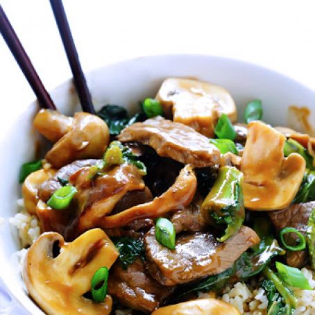 Ginger Beef, Mushroom & Kale Stir-Fry