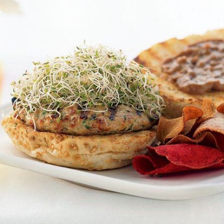 Chicken Burgers with Peanut Sauce