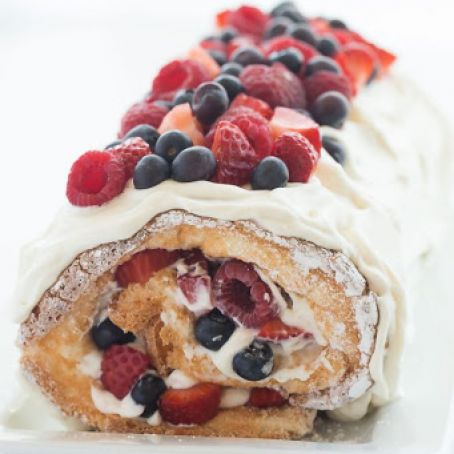 TRIPLE BERRY ANGEL FOOD CAKE ROLL