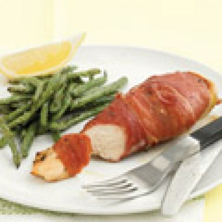 Prosciutto-Wrapped Chicken Breast with Roasted Green Beans