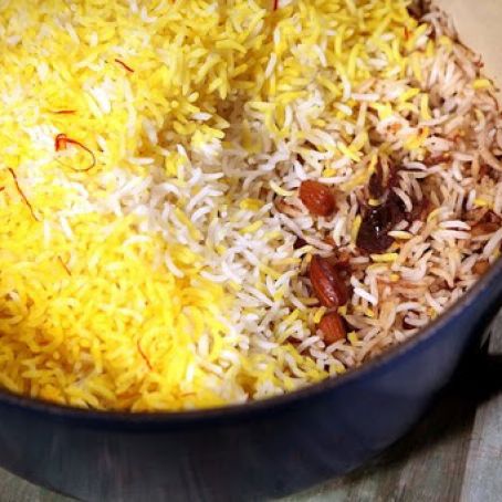 Saffron, date, and almond rice