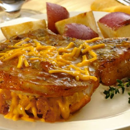 Cheddar & Apricot Stuffed Pork Chops