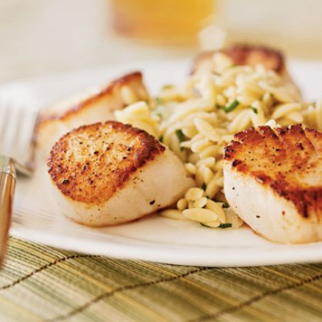 Seared Scallops with Lemon Orzo