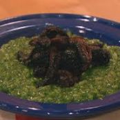 Popeye Risotto with Beefy Balsamic Mushrooms