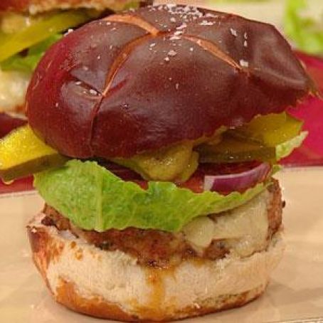 Turkey Paprikash Burgers on Pretzel Rolls