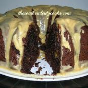 Chocolate Bundt Cake w/Caramel Frosting