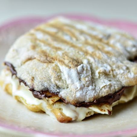 Mascarpone-Nutella and Banana on Grilled Ciabatta Bread