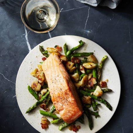 Salmon With Asparagus & Twice-Cooked Potatoes