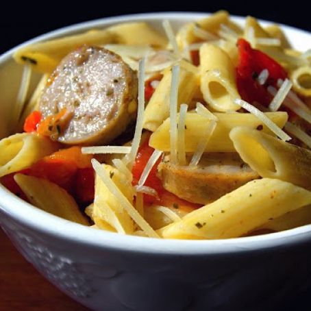 Penne with Roasted Peppers & Sausage