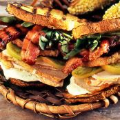 Grilled Turkey Breast with Bacon, Green Tomato with Goat Cheese-Sage Mayonnaise