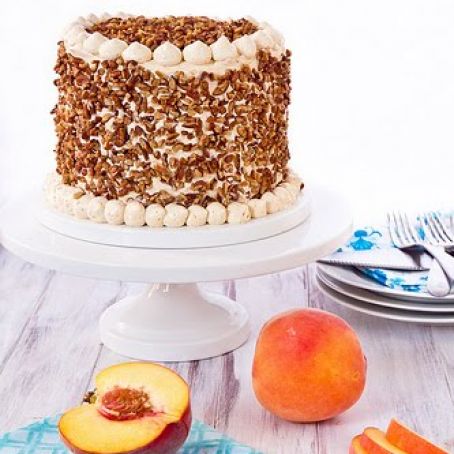 Peach Queen Cake with Dulce de Leche Swiss Buttercream