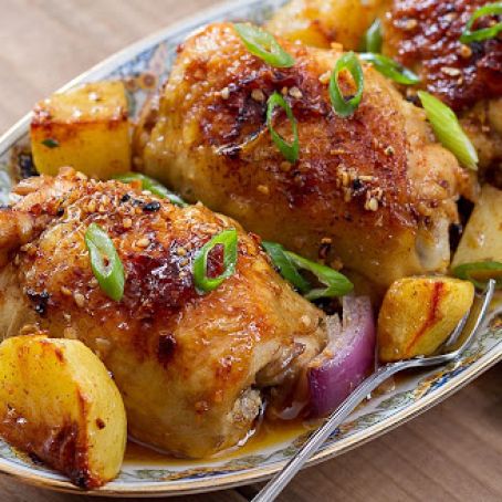 Crisp-Tender Baked Garlic Chicken with Potatoes