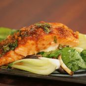 Asian Salmon with Bok Choy and Mushrooms