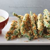 Baked Green Bean Fries with Roasted Garlic Dipping Sauce