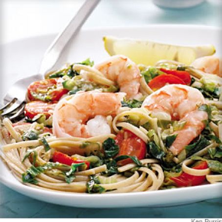 Linguine With Escarole and Shrimp