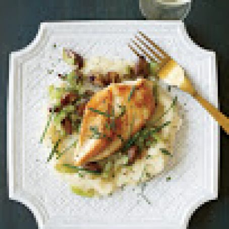 Sautéed Chicken with Celery-Root Puree and Chestnuts