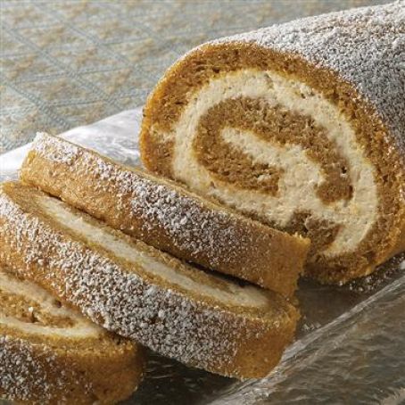 Pumpkin Cake Roll with Cream Cheese Filling