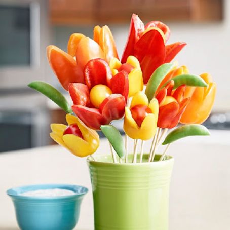 Flower Power Bell Peppers and Ranch Dip