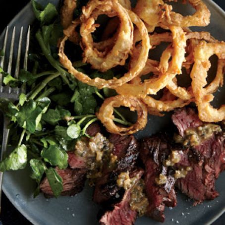 Bistro Steak with Buttermilk Onion Rings