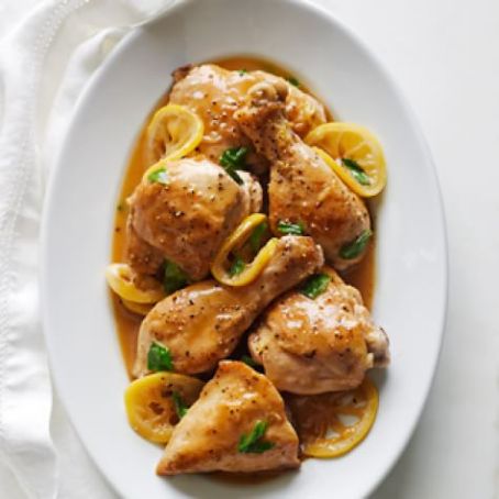 Braised Chicken in Lemon-Basil Sauce