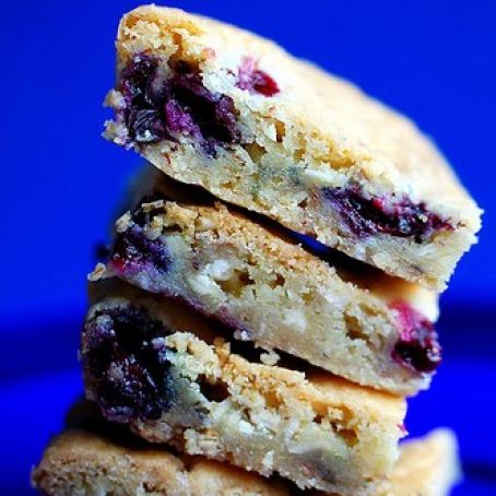White Chocolate, Almond, Blueberry Blondies