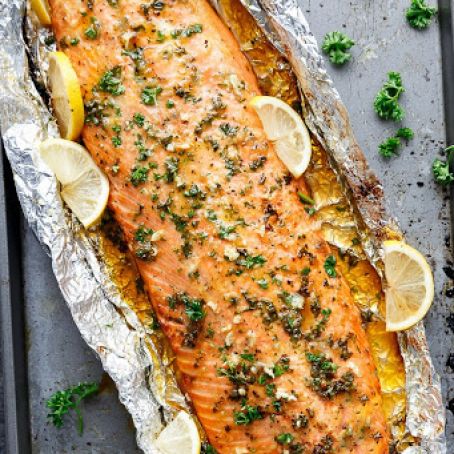 HONEY GARLIC BUTTER SALMON IN FOIL