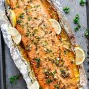 HONEY GARLIC BUTTER SALMON IN FOIL