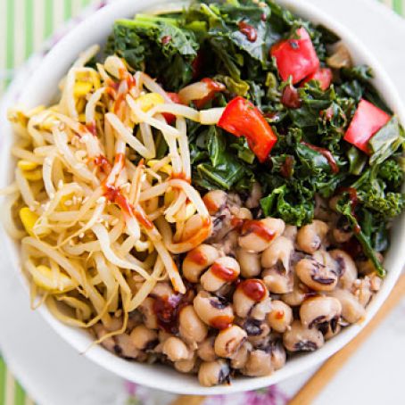 Korean-Inspired Black-eyed Peas & Kale Bowl