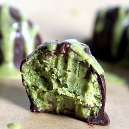 Pistachio Chocolate Emerald Truffles by Chocolate Covered Katie