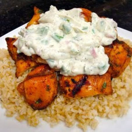 Chipotle Chicken Skewers with Cilantro Dipping Sauce