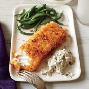Crispy Cod Fish with Lemon-Dill Sauce