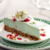 Frozen Pistachio Dessert with Raspberry Sauce
