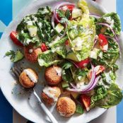 Chickpea Meatballs with Crunchy Romaine Salad