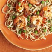 Shrimp Linguine Bake with Mozzarella Cheese