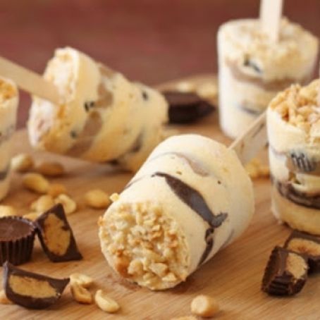 Layered Peanut Butter Brittle Ice Cream Pops