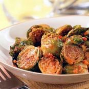 Roasted Brussels Sprouts with Sun-Dried Tomato Pesto (V)