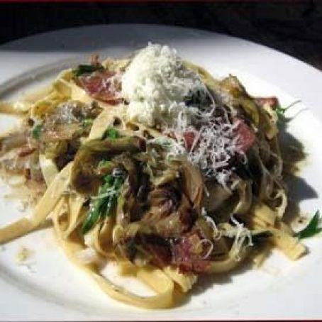 Tagliatelle with Radicchio Pancetta and Goat Cheese