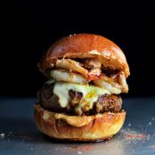 MEXICAN CHORIZO + GARLIC SHRIMP BURGER
