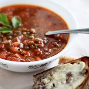french lentil soup with tomatoes, tarragon and garlic