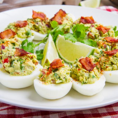 Bacon Guacamole Deviled Eggs